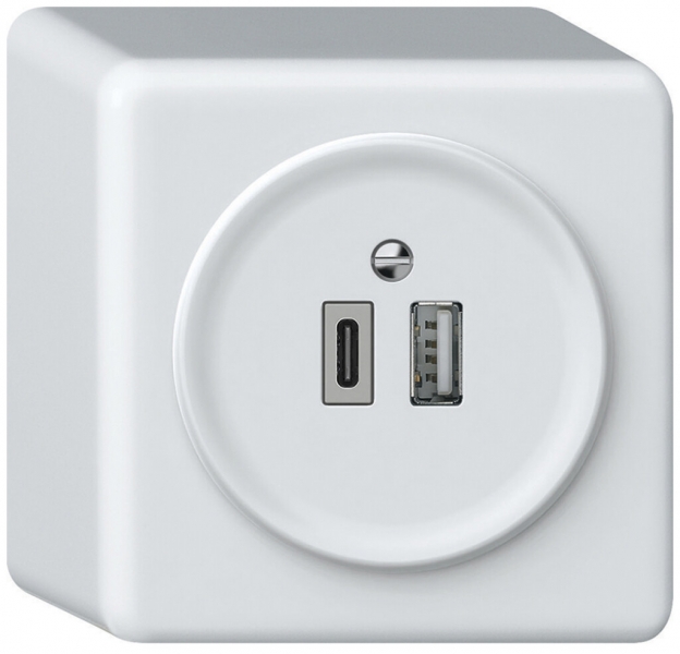 Prise de charge USB AP origin 1×USB-A 1×USB-C 3000mA 5V blanc 