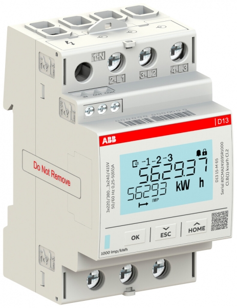 Contatore d'energia AMD ABB D13 15-M 65 3LN 65A tariffa doppia S0 3UM MID 