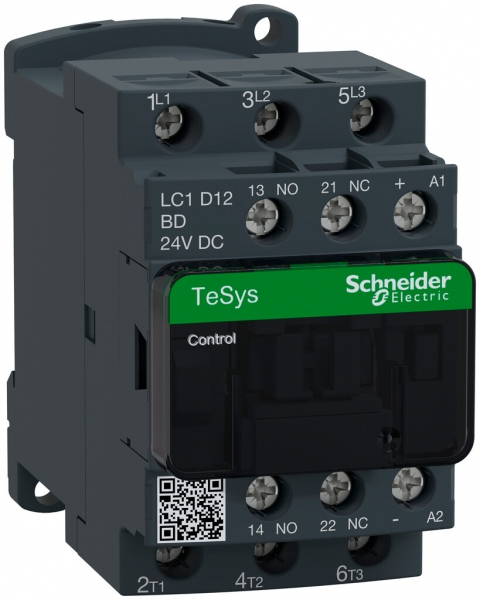 Contattore Schneider Electric LC1D12BD 24VDC 1Ch+1R 12A TeSys 