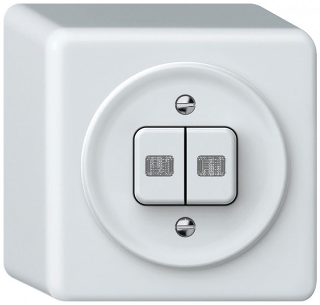 Interruttore a pulsante luminoso AP origin sch 1 (3+3) 2×LED 88×88×54mm bianco 