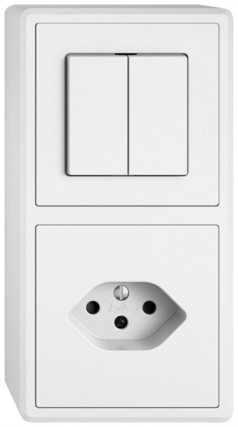 Combinazione AP EDIZIO.liv SNAPFIX® 2×1 140×74mm schema 1/3+3/1L+1×T13 bianco 