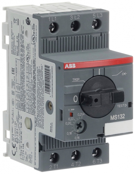 Démarreur de moteur AMD ABB MS132, 0.06kW AC-3 (0.16…0.25A) 3L à vis 