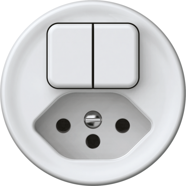 Combinazione origin 2×tasti 2CO+T13 1P 0<1 10A 230V 60×60mm bianco 