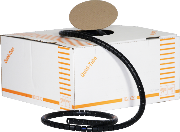 Guaina spirale Quick-Tube 15mm nero, 25m in scatola con 1 utensile 