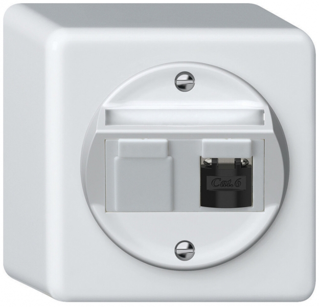 Boîte de raccordement AP origin RJ45 8(8) cat.6 oblique blindé 88×88×54mm blanc 