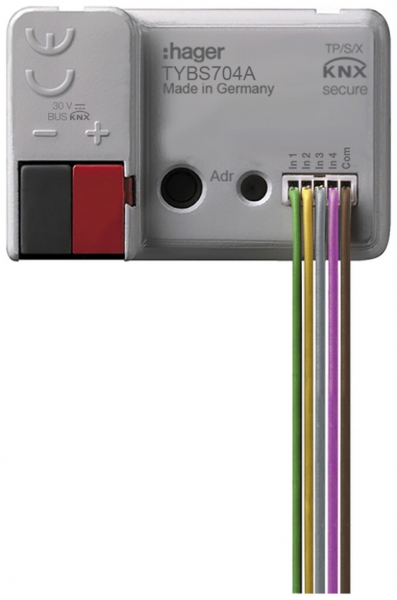 Ingresso binaria INS Hager TYBS704A KNX Secure quadruplo/4 LED 