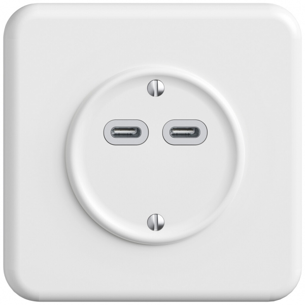 Presa di carica USB INC STANDARDdue SNAPFIX® 230V AC 18W 2×USB C bi 