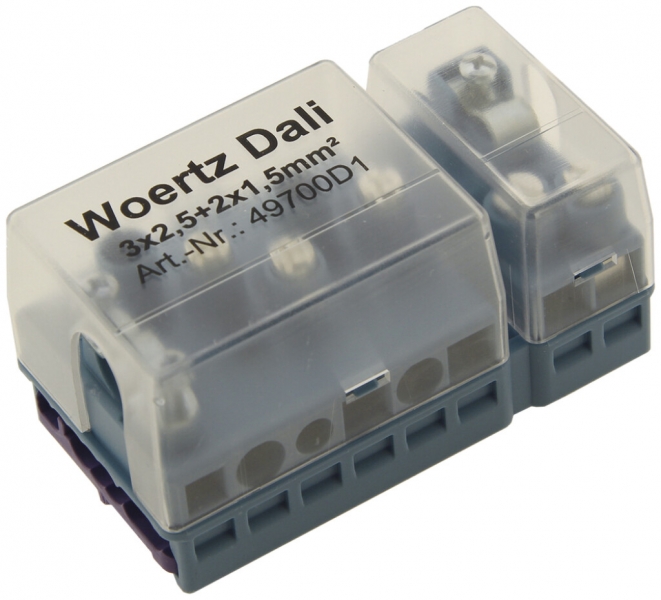 Anschlussdose Woertz für Flachkabel DALI 3×2.5+2×1.5mm² 3P und Bus 