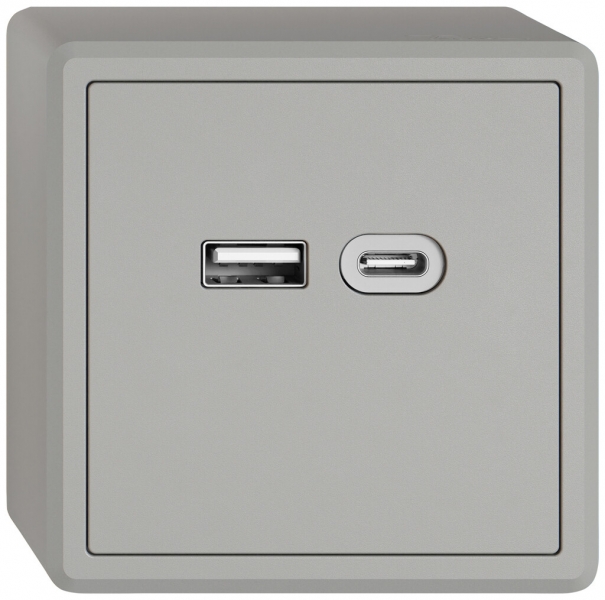Prise de charge USB AP EDIZIO.liv SNAPFIX® 230VAC 18W 1×USB A 1×USB C grc 