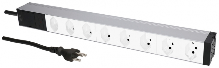 Presa multipla PDU 19" MH maxCONNECT 8×T13 1UA Td 3×1.5mm² 3m alu/bianco 