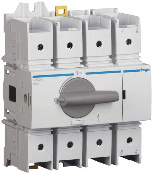 Interruttore sezionatore Hager HAD412 4L 125A 