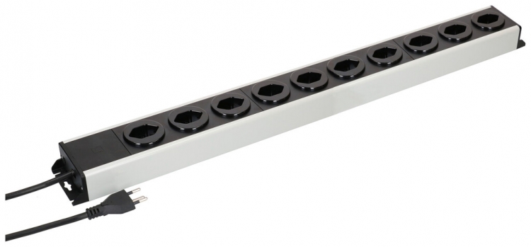 Prise multiple MH POWER LINE 10A 10×T13 1.5m gris-noir 