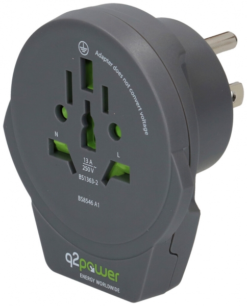 Spina d'adattazione MH q2power WORLD to USA 1×USB 