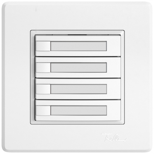 Poussoir universel ENC EDIZIO.liv UNI SNAPFIX® 12…48V s.LED 4× comm.1T étiqu.bc 