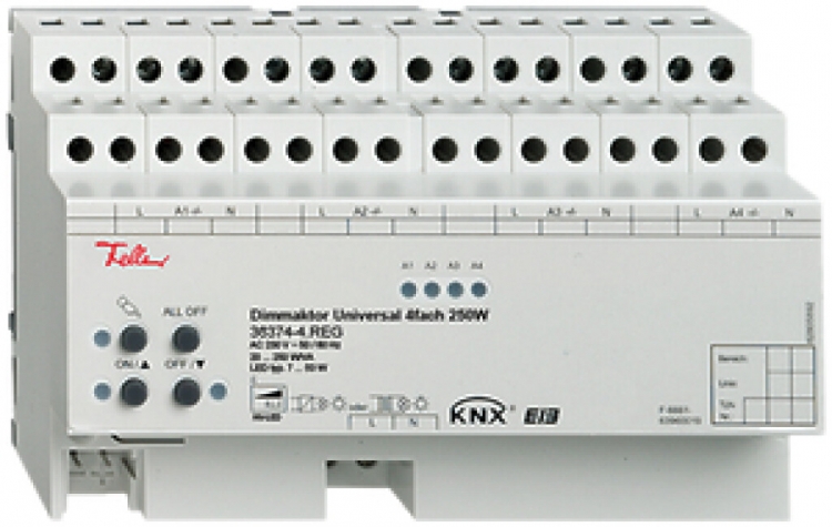 Attuatore-variatore universale AMD KNX FH 36374-4.REG, 4×20…250W 