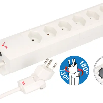 Steckdosenleiste MH 6×T13 Prime-Line Td 3×1mm² 3m weiss Magnete Clip-Clap 
