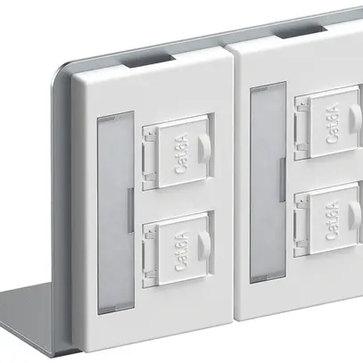 Support équerre Hager avec 2×FLF et 4×RJ45 Cat.6A non blindé blanc 