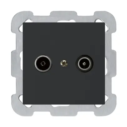 Presa di passaggio INC kallysto R/TV 23dB nero con piastra di fissaggio 