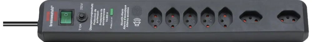 Prise multiple Secure-Tec interrupteur max.19500A 5+2 90°×T13 3m an 