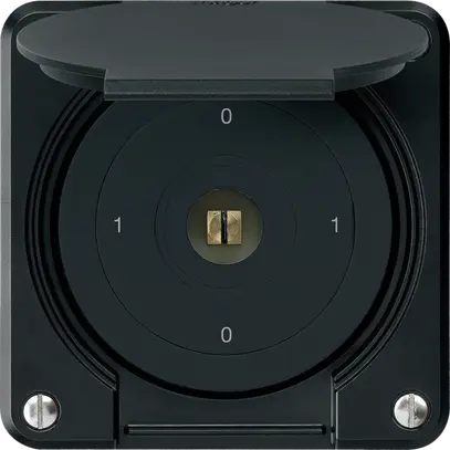Interrupteur à clé carrée ENC robusto IP55 avec clapet S0/3P noir combi 