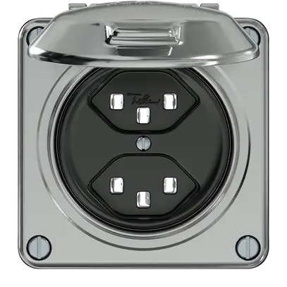 Prise ELEMENT 2×type 23 16A 250V IP20 avec couvercle aluminium 