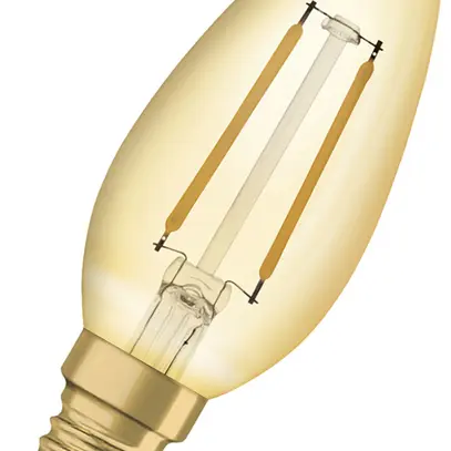 Lampada LED LEDVANCE Vintage E14 1.5W 120lm 2400K Ø35×100mm B10.5 chiaro oro 