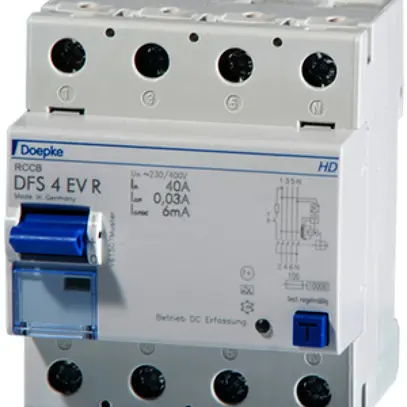 Interrupteur différentiel Doepke 40A 30mA 4L N droite 