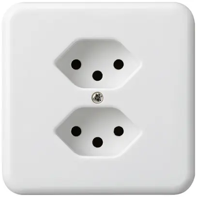 Presa INC Hager basico 2×tipo 13 con protezione bambini bianco 