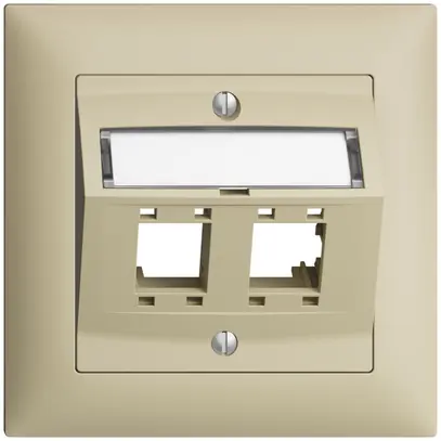 Kit montaggio ENC EDIZIOdue, con cappa di uscita obliqua, per 2×RJ45, vanille 