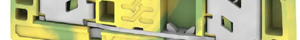 Durchgangs-Reihenklemme S2C 2.5 PE DL 2.5mm² SNAP IN 2×1 TH35 grün/gelb 