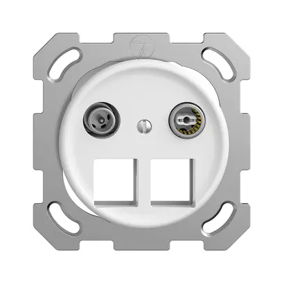 Prise multimédia 15dB Sdue QM, prise d.passage, p.2×RJ45 Keystone bc 