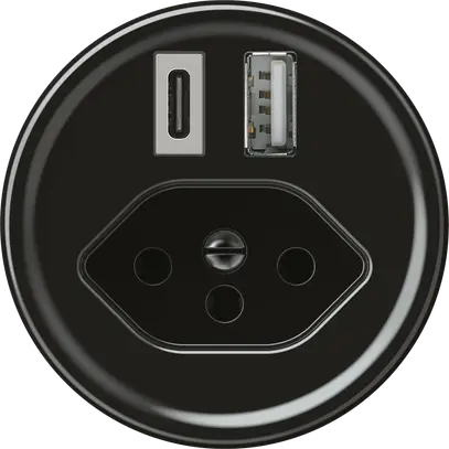 Presa di carica USB origin 1×USB-A 1×USB-C 3000mA 5V con tipo 13 nero 