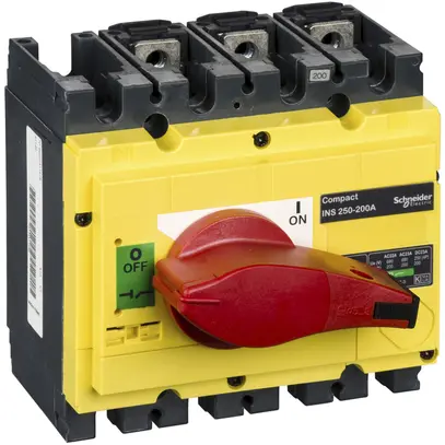 Interuttore di carico Schneider INS 3L 200A con maniglia rotativa rosso/giallo 