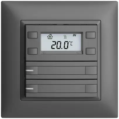 Pulsante RTH INC KNX 2×EDIZIOdue FMI grigio scuro, con carta+LED RGB 