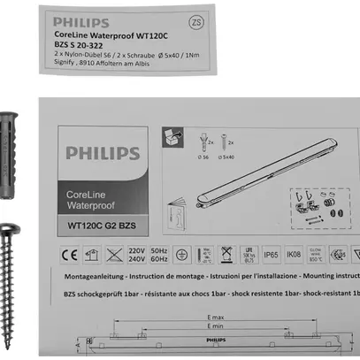 Kit di montaggio Philips CoreLine BZS S 20-322 con 2 viti Ø5×40mm, 2 tasselli 