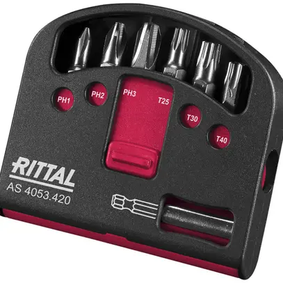 Jeu d'embouts Rittal AS 4053.420 TX25/TX30/TX40/PH1/PH2/PH3/porte-embouts 