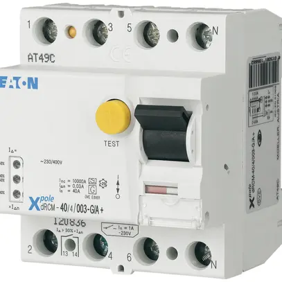 Interrupteur différentiel Eaton dRCM 4P 80A 300mA type U+ 