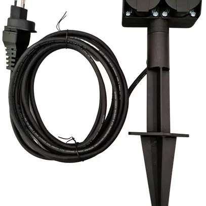 Presa multipla tipo 13 Karch AG 2×T13 10A 250V 330mm IP55 nero 
