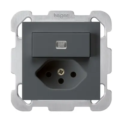Combinaison lumineuse ENC A-R/1P+T13 anthracite kallysto avec plaque de fixation 