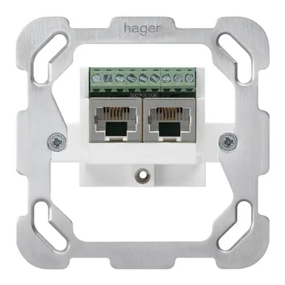 Inserto per scatola di raccordo Hager 2×RJ45s separato placca fissagg.schermato 