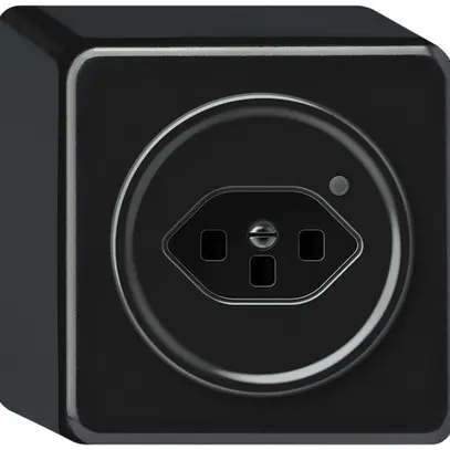 Prise AP origin 1×type 23 lum.vert 16A 230V 88×88×54mm noir 