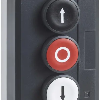 Poussoir AP Schneider Electric 3 éléments 1F bc/1O ro/1F noir 