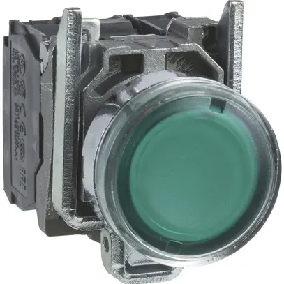 Pulsante luminoso INS Harmony XB4 1 tasto 24VAC/DC verde Ø22.5mm 1NO 1NC IP66 