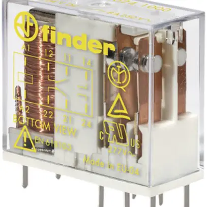 Relè commutazione Finder 50, 2C 8A/12VDC AgNi 205Ω 5mm RT II 