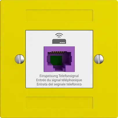 Presa ritorno EDIZIOdue F 1×RJ45 p.Swisscom VoIP, 8 poli, UTP, lemon 