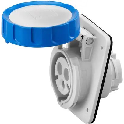 Presa CEE INS Gewiss 309 HP 3P 16A 230V bl 6h IP67 a vite 85×75mm 