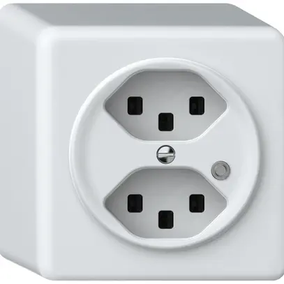 Prise AP origin 2×type 23 lum.vert 16A 230V 88×88×54mm blanc 