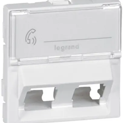 Placca frontale MOS Keystone 2×RJ45 45° bianco 