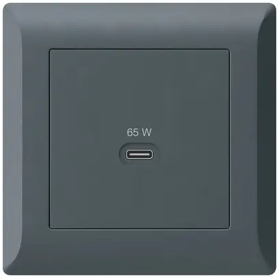 Presa di ricarica USB INC Hager kallysto.line tipo C 65W 3250mA antracite 
