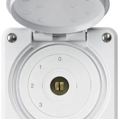 Interrupteur à clé carrée ENC robusto IP55 avec clapet S5/1P blanc combi 